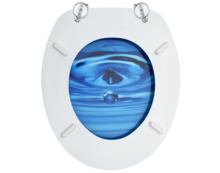 Sonata WC тоалетни седалки с капак, 2 бр, МДФ, дизайн сини водни капки