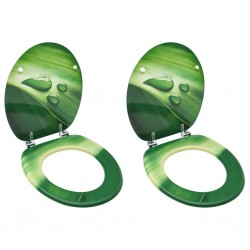 Sonata WC тоалетни седалки с капак 2 бр МДФ дизайн зелени водни капки - Баня