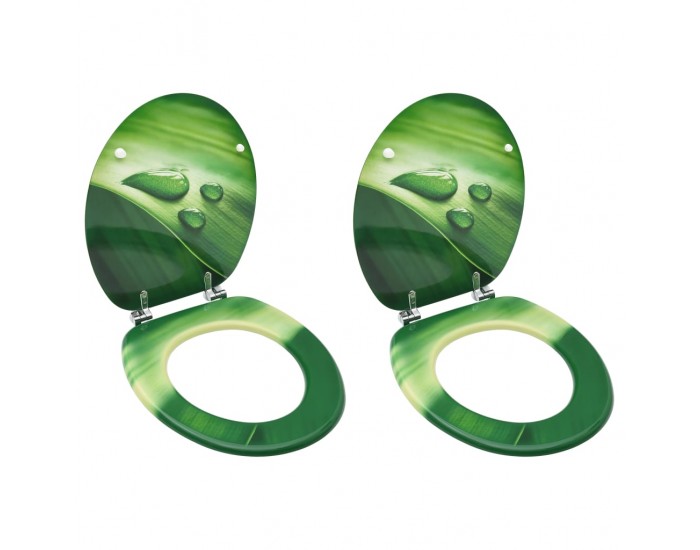 Sonata WC тоалетни седалки с капак 2 бр МДФ дизайн зелени водни капки