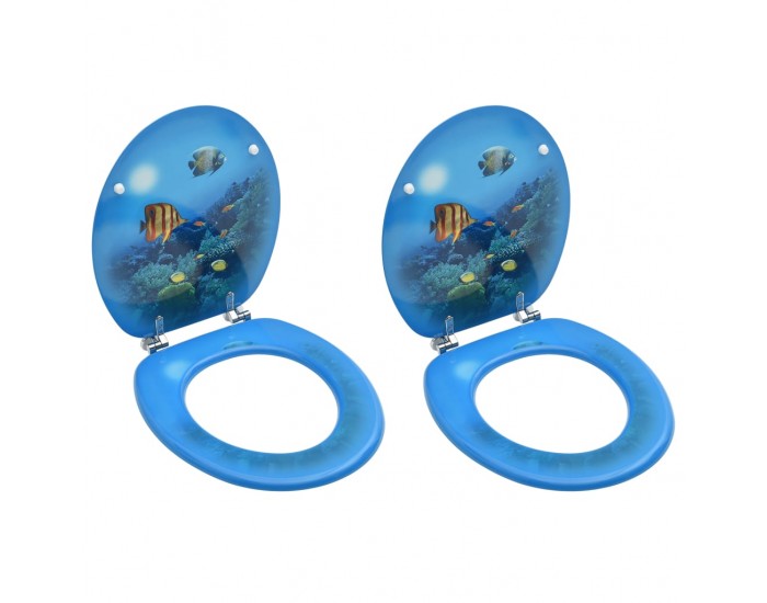 Sonata WC тоалетни седалки с капак, 2 бр, МДФ, дизайн океански пейзаж