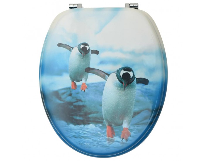 Sonata WC тоалетни седалки с капак, 2 бр, МДФ, дизайн пингвини