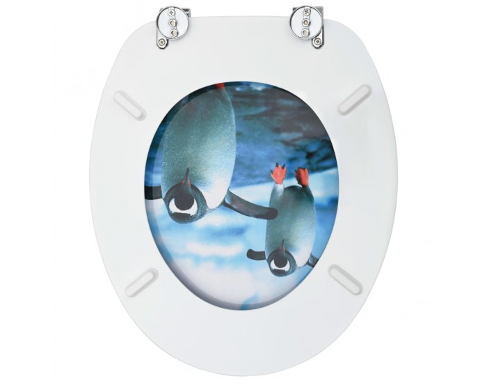 Sonata WC тоалетни седалки с капак, 2 бр, МДФ, дизайн пингвини