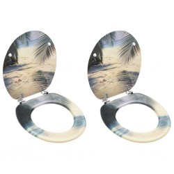 Sonata WC тоалетни седалки с капак, 2 бр, МДФ, дизайн на плаж - Продукти за баня и WC