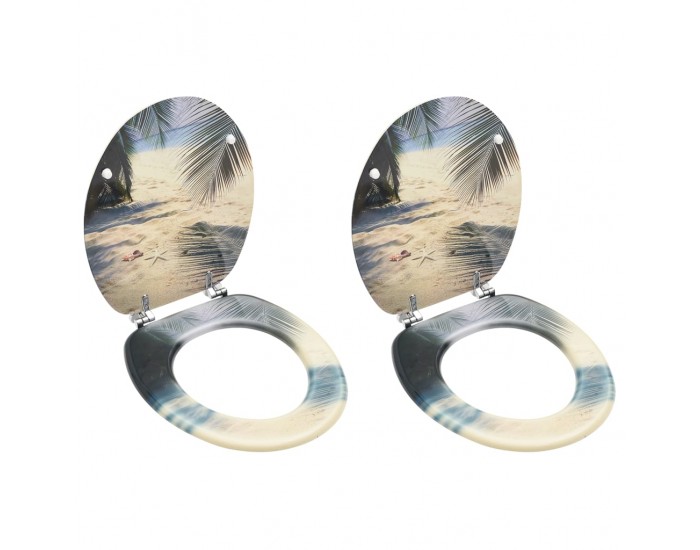 Sonata WC тоалетни седалки с капак, 2 бр, МДФ, дизайн на плаж