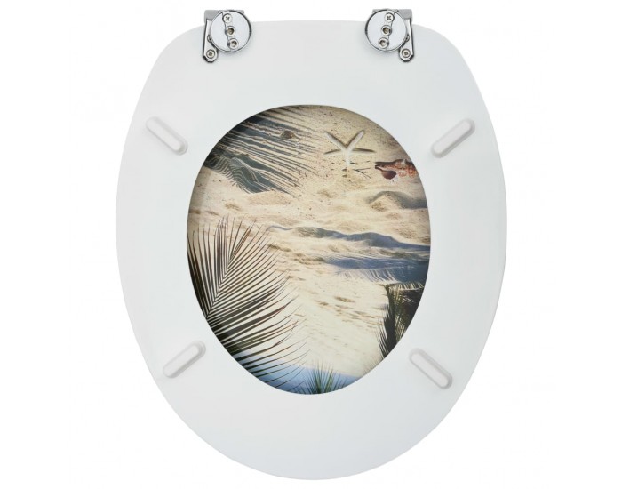 Sonata WC тоалетни седалки с капак, 2 бр, МДФ, дизайн на плаж