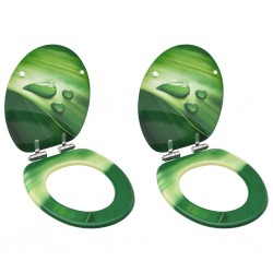 Sonata Тоалетни седалки с плавно затваряне 2 бр МДФ зелени водни капки - Баня