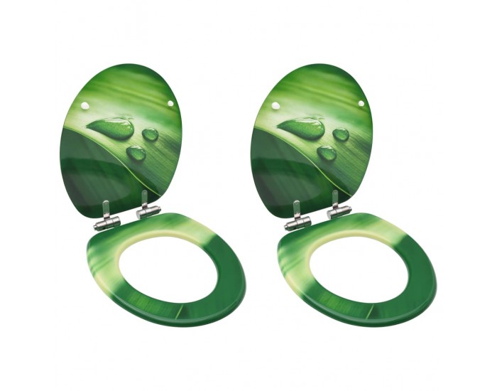 Sonata Тоалетни седалки с плавно затваряне 2 бр МДФ зелени водни капки