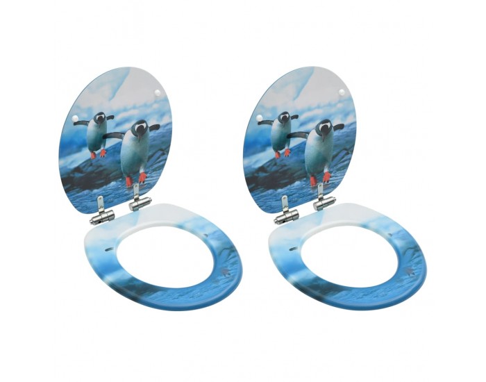 Sonata Тоалетни седалки с плавно затваряне 2 бр МДФ дизайн пингвини