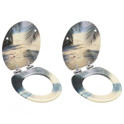 Sonata Тоалетни седалки с плавно затваряне 2 бр МДФ дизайн на плаж - Продукти за баня и WC