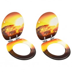 Sonata Тоалетни седалки с плавно затваряне 2 бр МДФ дизайн на савана - Продукти за баня и WC