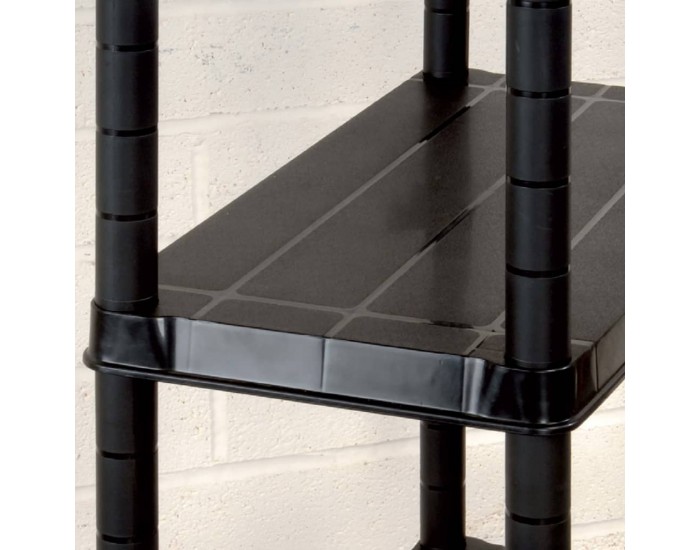 Sonata Стелаж за съхранение, 4 рафта, черен, 61x30,5x130 см, пластмаса