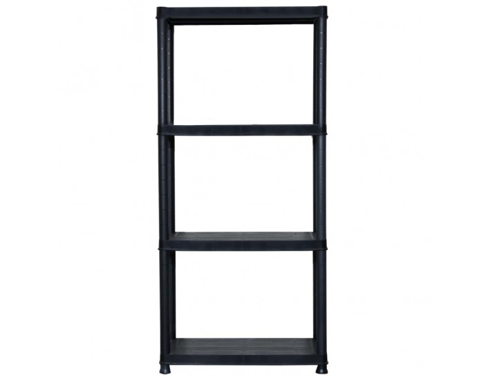 Sonata Стелаж за съхранение, 4 рафта, черен, 61x30,5x130 см, пластмаса