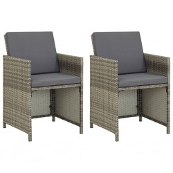 Sonata Градински столове с възглавници, 2 бр, полиратан, сиви - Градински столове