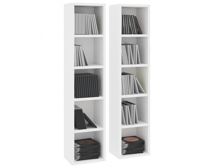 Sonata CD шкафове, 2 бр, бели, 21x16x93,5 см, ПДЧ
