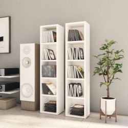 Sonata CD шкафове, 2 бр, бели, 21x16x93,5 см, ПДЧ - Шкафове, Витрини, Модулни секции