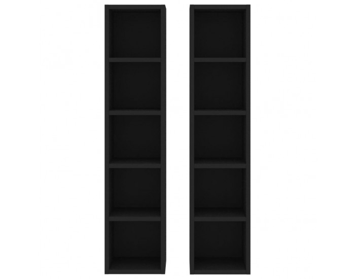 Sonata CD шкафове, 2 бр, черни, 21x16x93,5 см, ПДЧ