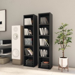 Sonata CD шкафове, 2 бр, черни, 21x16x93,5 см, ПДЧ - Шкафове, Витрини, Модулни секции