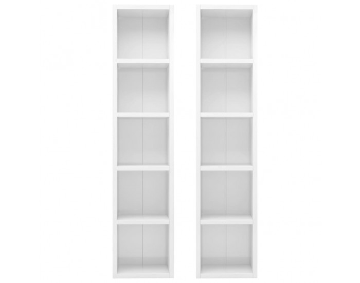 Sonata CD шкафове, 2 бр, бял гланц, 21x16x93,5 см, ПДЧ
