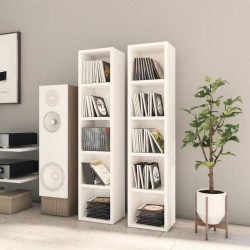 Sonata CD шкафове, 2 бр, бял гланц, 21x16x93,5 см, ПДЧ - Шкафове, Витрини, Модулни секции
