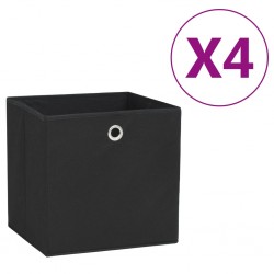 Sonata Кутии за съхранение, 4 бр, нетъкан текстил, 28x28x28 см, черни - Бизнес и Промишленост