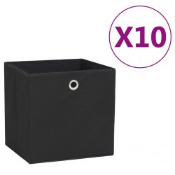Sonata Кутии за съхранение, 10 бр, нетъкан текстил, 28x28x28 см, черни - Бизнес и Промишленост