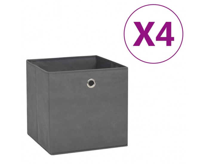 Sonata Кутии за съхранение, 4 бр, нетъкан текстил, 28x28x28 см, сиви