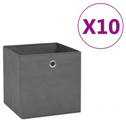 Sonata Кутии за съхранение, 10 бр, нетъкан текстил, 28x28x28 см, сиви - Офис