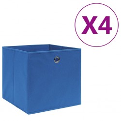 Sonata Кутии за съхранение, 4 бр, нетъкан текстил, 28x28x28 см, сини - Офис