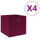 Sonata Кутии за съхранение 4 бр текстил 28x28x28 см тъмночервени