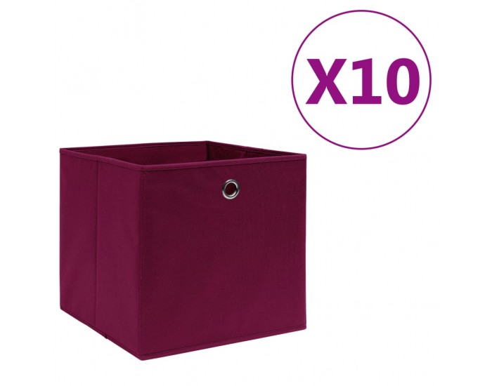 Sonata Кутии за съхранение 10 бр текстил 28x28x28 см тъмночервени Sonata Кутии за съхранение 10 бр текстил 28x28x28 см тъмночервени