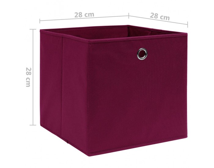 Sonata Кутии за съхранение 10 бр текстил 28x28x28 см тъмночервени