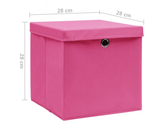 Sonata Кутии за съхранение с капаци 10 бр 28x28x28 см розови