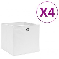 Sonata Кутии за съхранение, 4 бр, нетъкан текстил, 28x28x28 см, бели - Бизнес и Промишленост