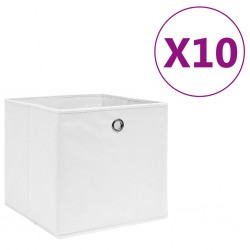 Sonata Кутии за съхранение, 10 бр, нетъкан текстил, 28x28x28 см, бели - Офис