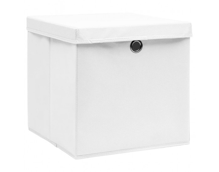 Sonata Кутии за съхранение с капаци 10 бр 28x28x28 см бели Sonata Кутии за съхранение с капаци 10 бр 28x28x28 см бели