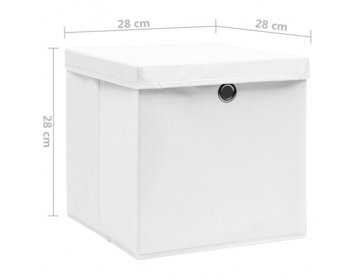 Sonata Кутии за съхранение с капаци 10 бр 28x28x28 см бели Sonata Кутии за съхранение с капаци 10 бр 28x28x28 см бели