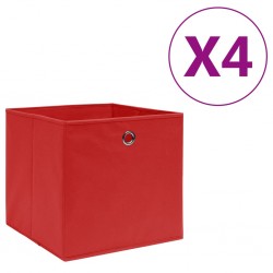 Sonata Кутии за съхранение 4 бр нетъкан текстил 28x28x28 см червени - Офис