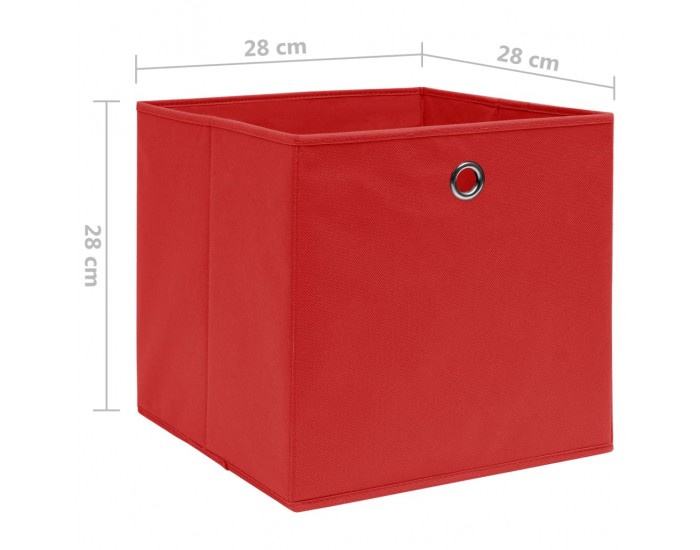 Sonata Кутии за съхранение 4 бр нетъкан текстил 28x28x28 см червени