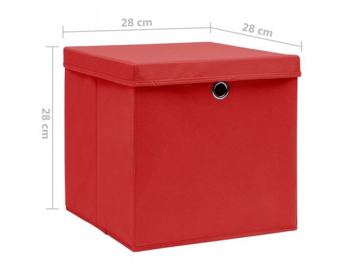Sonata Кутии за съхранение с капаци 4 бр 28x28x28 см червени