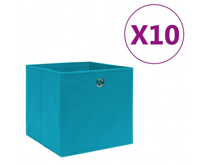 Sonata Кутии за съхранение 10 бр текстил 28x28x28 см бебешко сини