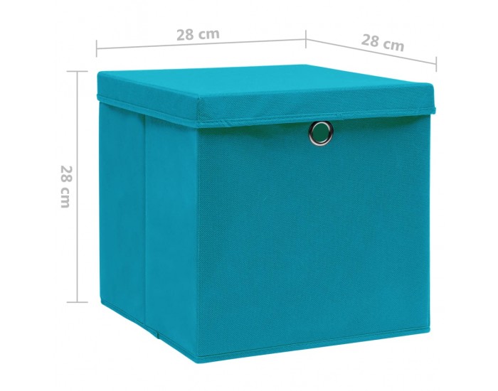 Sonata Кутии за съхранение с капаци 10 бр 28x28x28 см бебешко сини