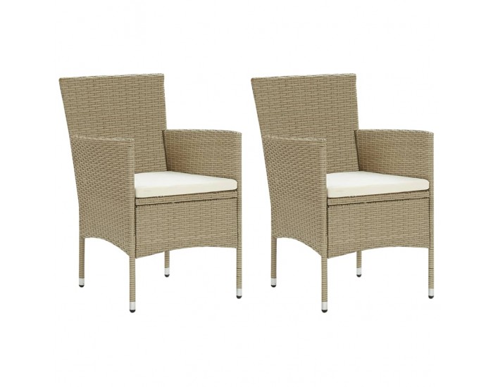 Sonata Градински трапезни столове, 2 бр, полиратан, бежови