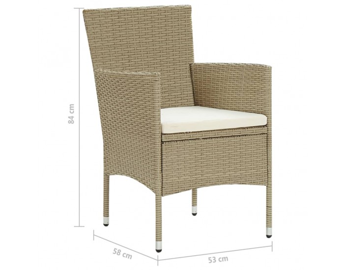 Sonata Градински трапезни столове, 2 бр, полиратан, бежови