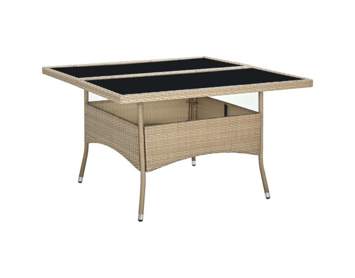 Sonata Градинска трапезна маса, бежова, полиратан и стъкло