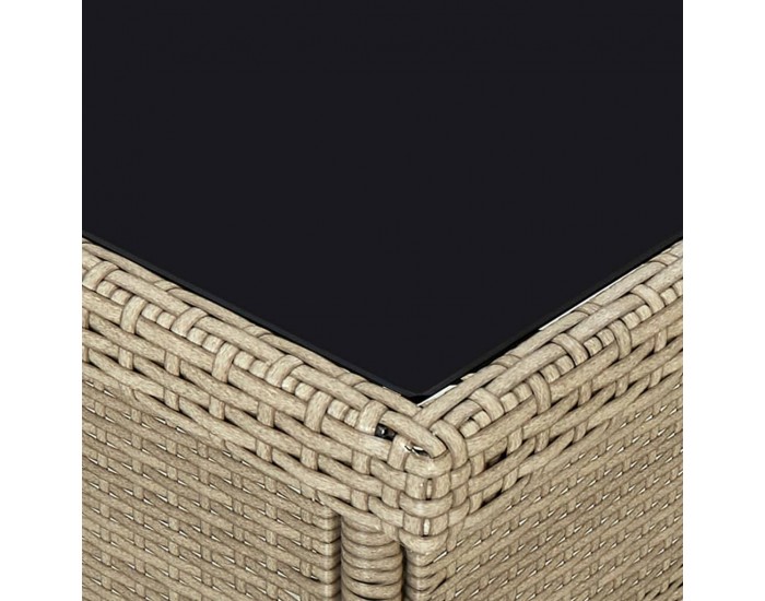 Sonata Градинска трапезна маса, бежова, полиратан и стъкло