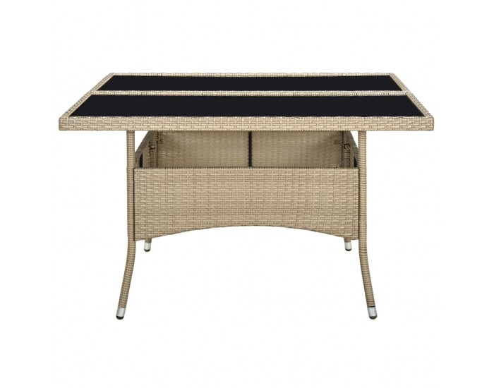 Sonata Градинска трапезна маса, бежова, полиратан и стъкло