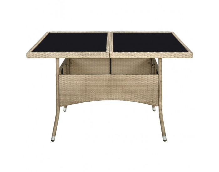 Sonata Градинска трапезна маса, бежова, полиратан и стъкло