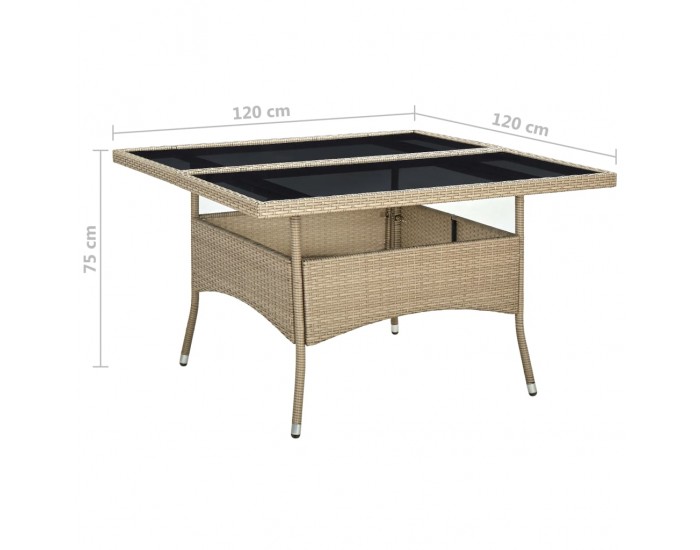 Sonata Градинска трапезна маса, бежова, полиратан и стъкло