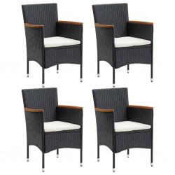 Sonata Градински трапезни столове, 4 бр, полиратан, черни - Градина