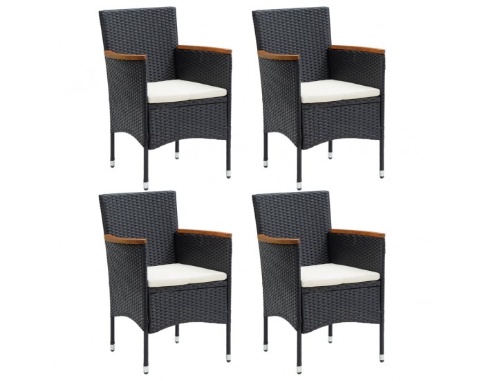 Sonata Градински трапезни столове, 4 бр, полиратан, черни